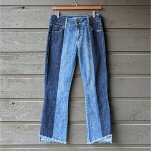 Cabi Jeans #6281 Two Tone Crop Jeans Size 4 Hi-Lo Step Hem
